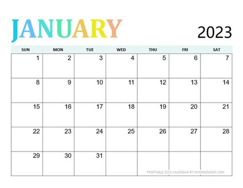 2023 Calendar Colorful Design Free Printable Templates Images