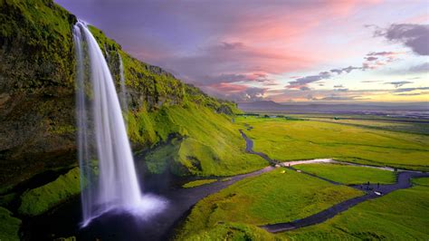 Waterfall Seljalandsfoss Iceland Scenic Landscape Picture Photo