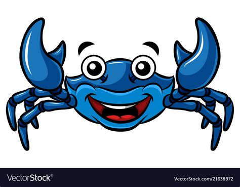 Cartoon Happy Blue Crab Royalty Free Vector Image