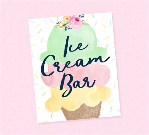 Ice Cream Bar Sign Instant Download Ice Cream Party Sign Etsy Icecream Bar Ice Cream Social