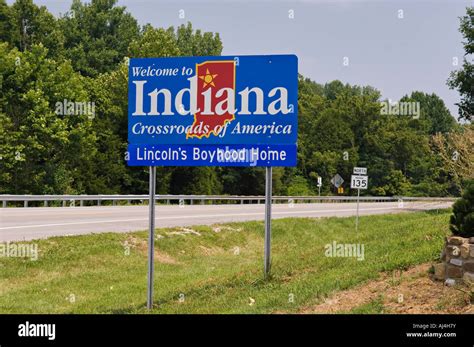 Welcome To Indiana Highway Sign On State Road 135 Harrison County