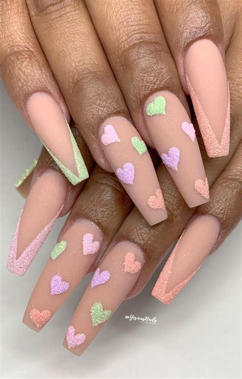 Beautiful Valentine's Day Nails 2021 : Pastel Love Heart Nails