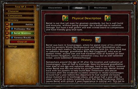 We spend hours perfecting our trp profiles, only for them to all disappear whenever we get a new device. Total RP 3 : RolePlay, Music Mods : World of Warcraft AddOns