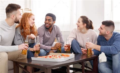 Weekend With Friends Young People Spending Time Together Stock Photo