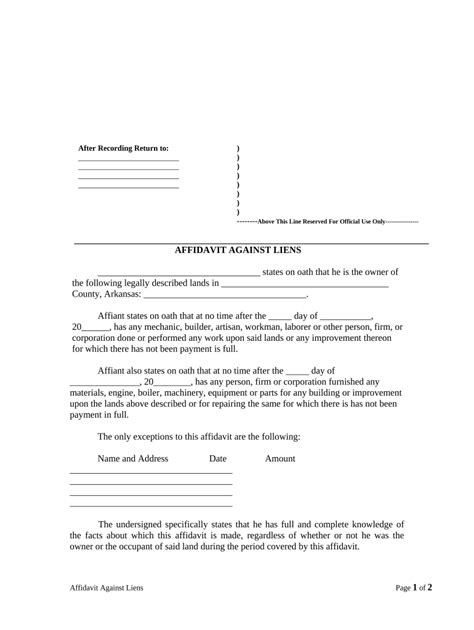 Arkansas Liens Form Fill Out And Sign Printable Pdf Template Signnow