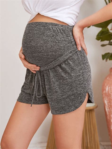Maternity Tie Front Curved Hem Shorts Stylish Maternity Outfits