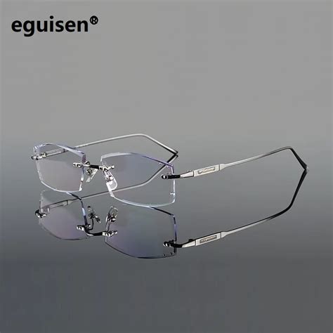 54 18 140 Rimless Diamond Cutting Glasses For Men Male Business Hard Multi Emi Defending Coating