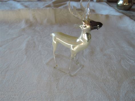 Antique Hand Blown Mercury Glass Deer Reindeer Germany Figurine Ornament Vintage Antique