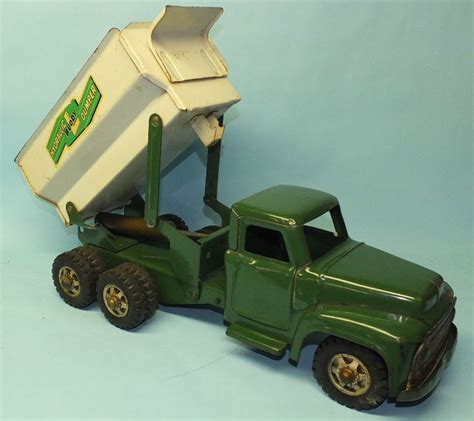 vintage buddy l hydraulic dumper dump truck pressed steel construction toy toys of times past