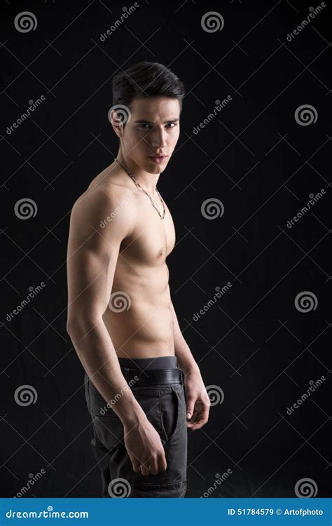 Handsome Shirtless Muscular Young Mans Profile Stock Photo Image