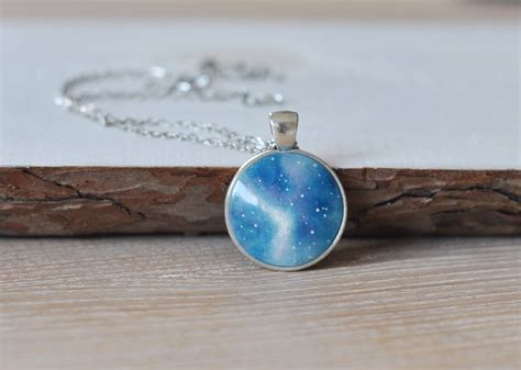 Galaxy Pendant Nebula Necklace Space Jewelry Unique Telescope Outer