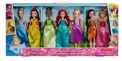 Disney Princess Sparkling Styles Set Of 7 Dolls Brand New Tv And Movie