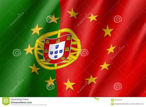 Today's portuguese flag was established in 1911 but most of its symbols date back hundreds of take a look at some of the facts and features about the portuguese national flag (as well as a few. Portugal National Flag With A Star Circle Of EU Stock ...
