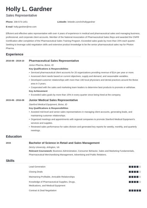 Resume samples for your 2021 job application. Sales Resume Examples For A Sales Representative 25 Tips Sales Rep Job Description Template ...