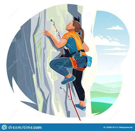 Climber Girl Mountaineer Vector Isolated Flat Style Woman Sports