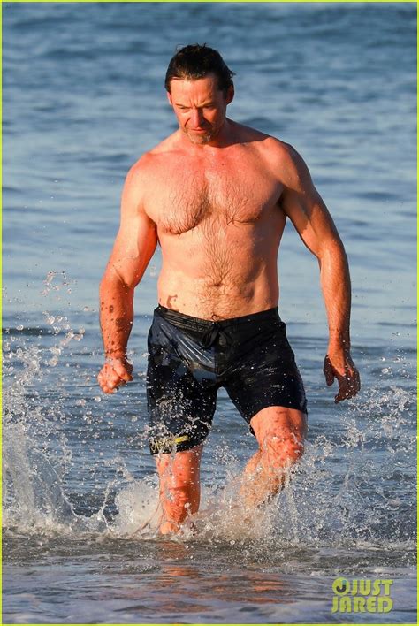 Hugh Jackman Showers Off His Shirtless Body After His Beach Workout Photo 4119612 Hugh