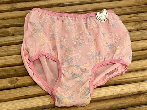 Vintage Nylon Chiffon Floral Print 1980s Granny Sissy Pink Panties Sz L 5800 Picclick