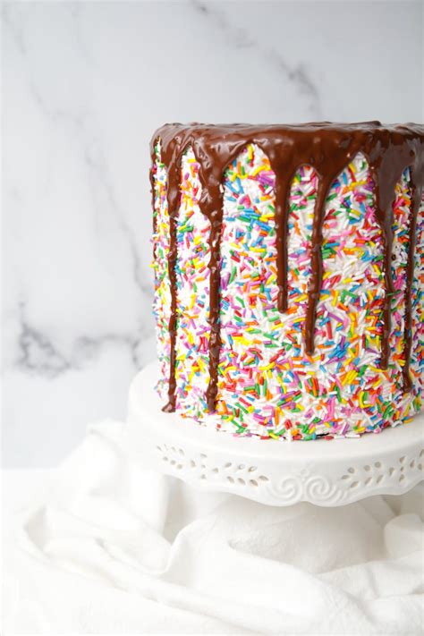 Rainbow Sprinkles Chocolate Drip Cake Mom Loves Baking