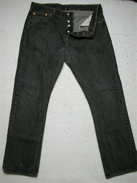 Levis 501 Mens Gray Denim Jeans 38x34 Original Fit Button Fly Measure 36x32 Ebay In 2022