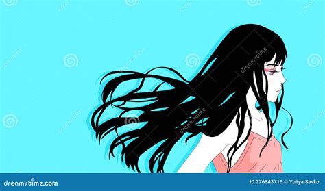Vector Art With Anime Girl On Blue Background Stock Vector