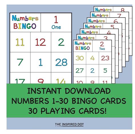 Numbers 1 30 Bingo Playing Cards 30 Bingo Cards Included 3x3 Etsy Polska