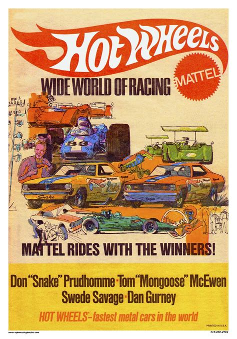 Vintage Reproduction Racing Poster Hotwheels Snake And Mongoose Drag