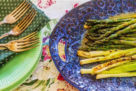 Grilled Asparagus And Spring Onions With Honey Lime Vinaigrette Syrup