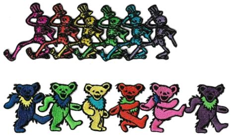 The Grateful Dead Dancing Bears Skeletons Logo Patches Embroidered
