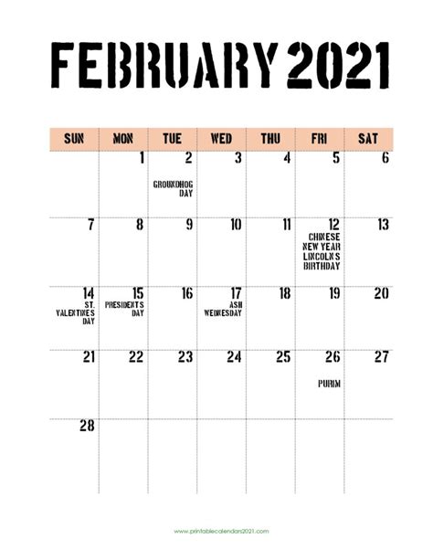 See a list of the february 2021 holidays how many days till then and what weekday they occur on. 65+ Free February 2021 Calendar Printable with Holidays ...