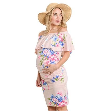 Kidlove Shoulderless Floral Dress Maternity Clothes Pregnant Off