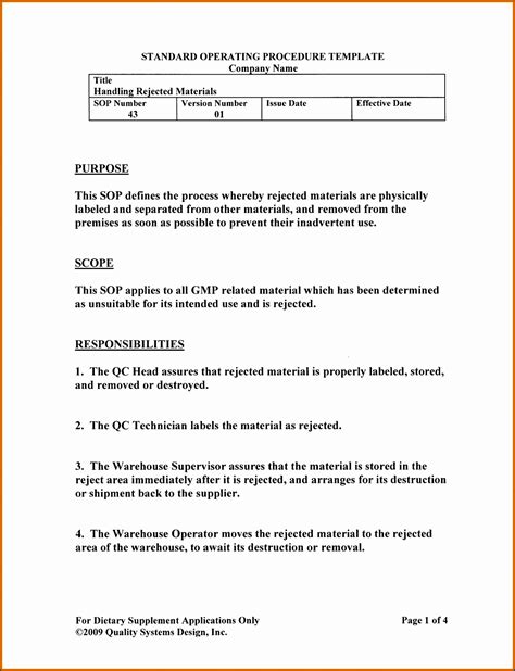 9 Standard Operating Procedure Template For Company