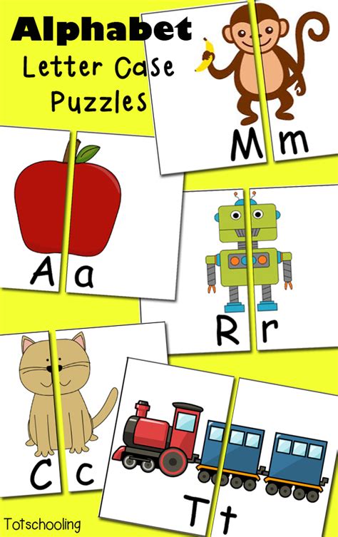 Free Alphabet Letter Case Puzzles | Totschooling - Toddler, Preschool