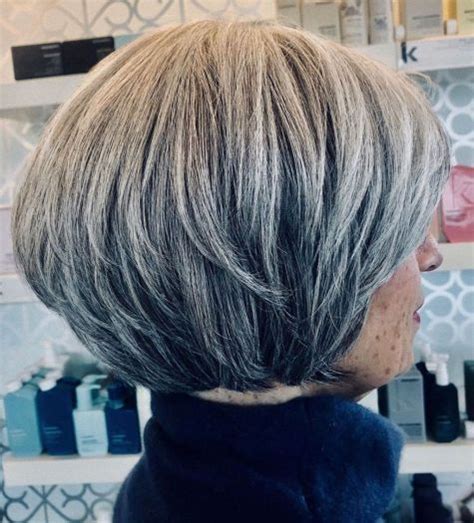 Are you searching for short haircuts for gray hair as a man? Layered Short Gray Bob in 2020 | Gorgeous gray hair, Hair styles, Short thin hair