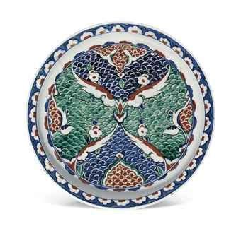 An Iznik Pottery Dish Ottoman Turkey Circa Of Shallow Form
