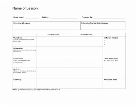 Workshop Lesson Plan Template New After School Lesson Plan Sample