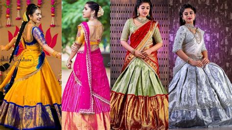 Pattu Half Sareelanga Voni Designs Fashion World Telugu Youtube
