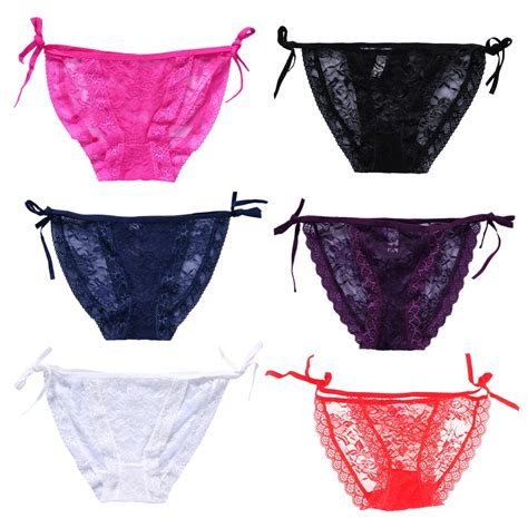 Women S Sexy Tie Side Bowknot Lace Thongs Panties Adjustable G String