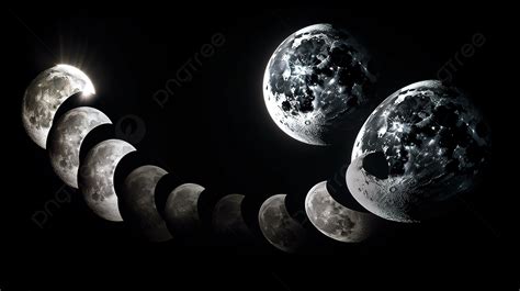 Lunar Phases In A Row Showing The Dark Moon Background Picture Of Moon