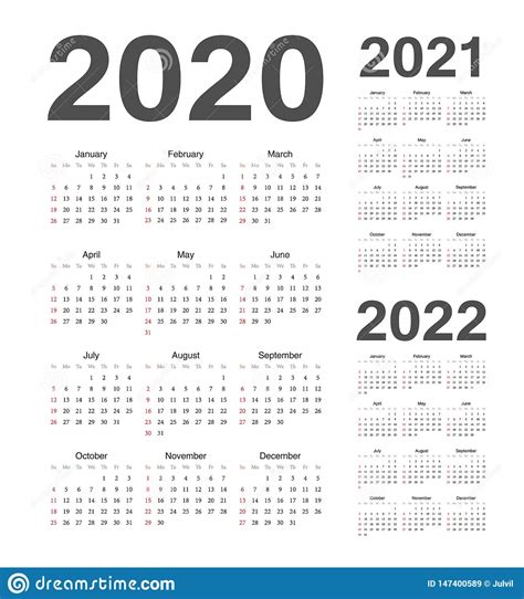 The 2020 uefa european football championship, commonly referred to as uefa euro 2020 or simply euro 2020, is scheduled. Simple European 2020, 2021, 2022 Year Vector Calendars ...