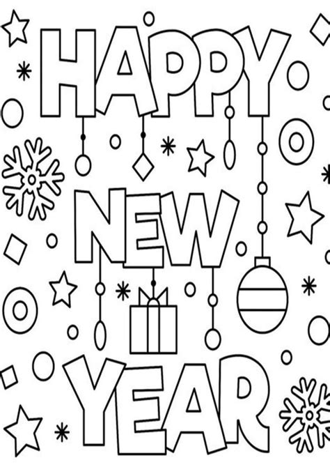 Happy New Year Printable Coloring Pages