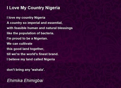 I Love My Country Nigeria I Love My Country Nigeria Poem By Ehimika