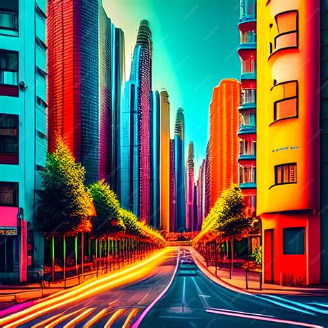 Premium Ai Image Colorful Cityscape Photo Painting Watercolor Background