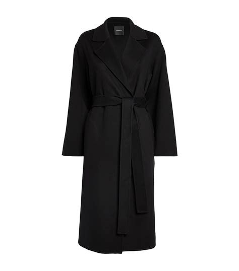 Theory Black Wool Cashmere Belted Coat Harrods Uk