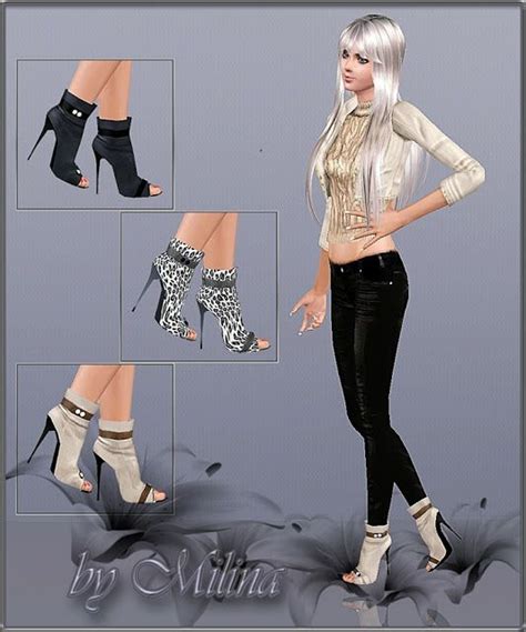 Milina Sims Open Toe Ankle Boot By Milina Sims 3 Shoes Sims 3 Cc