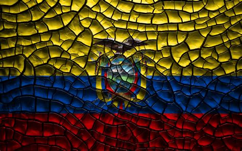 Descargar Fondos De Pantalla Bandera De Ecuador 4k Agrietado Suelo