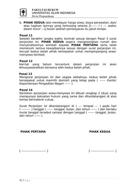 Doc Download Contoh Surat Perjanjian Sewa Rumah Format Word