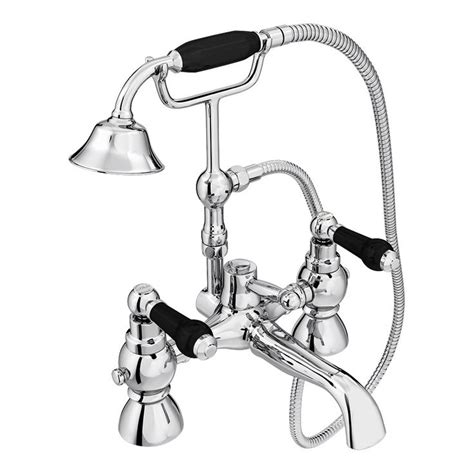 Victorian cream handle chrome mono mixer tap. Chatsworth 1928 Traditional Black Lever Bath Shower Mixer ...