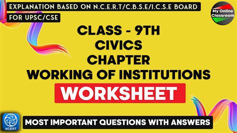 Flowchart Class 9th Civics Chapter 4 Working Of Institutions Full