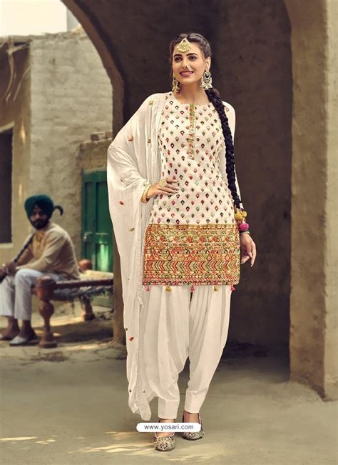 Buy White Designer Party Wear Faux Georgette Punjabi Patiala Suit