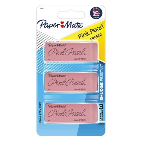 Paper Mate Pink Pearl Erasers Large 3 Count